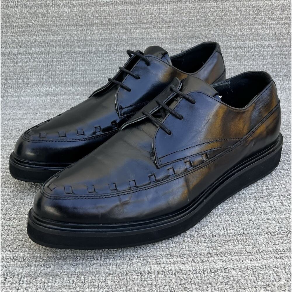 AllSaints Topper Woven Black Leather Derby Shoes Men's Size 13 US NEW
